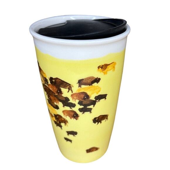 RARE STARBUCKS OKLAHOMA "BUFFALO ROAM" CERAMIC Double TUMBLER 12.4oz!! Brand New - Picture 3 of 7